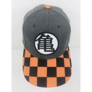 Dragon Ball Z Master Roshi Kanji Black Orange Checkered Curved Snapback Hat
